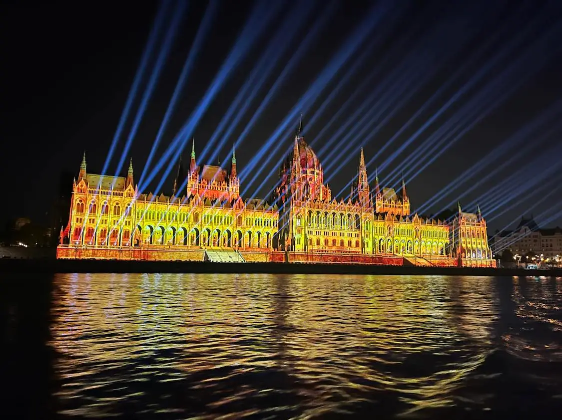 The Budapest Parliament Building Illuminated At Night