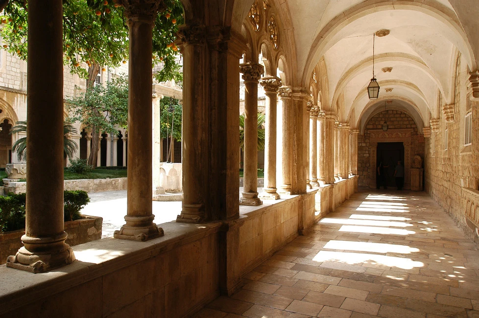 The hallways in Dominican Monastery in Dubrovnik