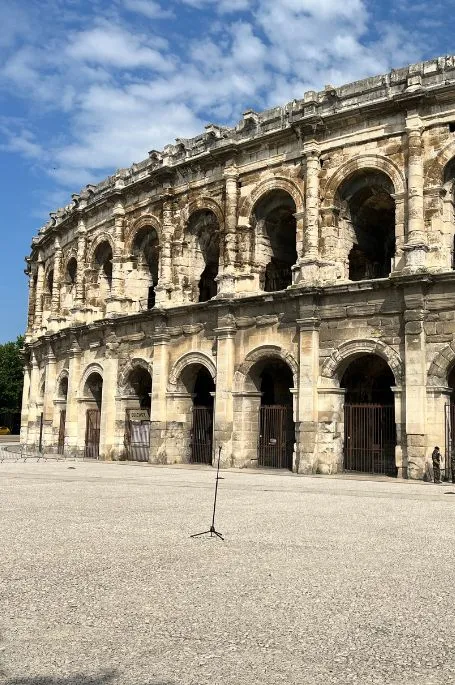 Outside the Amphitheatre of Nimes in France