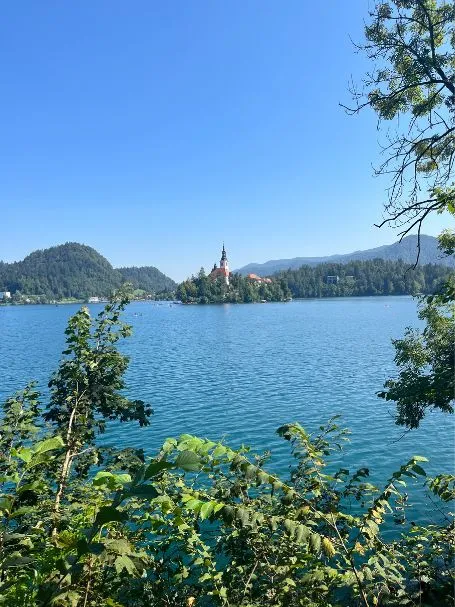 Looking at Bled Island in Bled, Slovenia