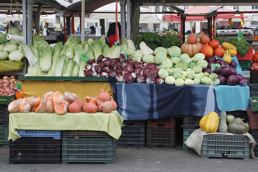 Fresh fruit and vegetables in Central Market, Ljubljana