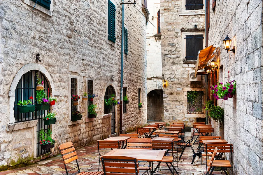 Restaurant in Kotor through the Old Towns walls