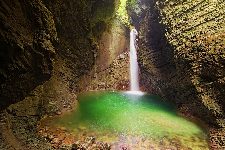 Kozjak Waterfall in the Soca Valley, Slovenia