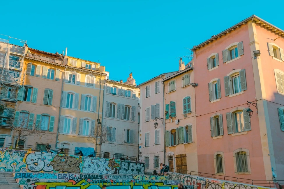 Colourful buildings in Le Panier Marseille