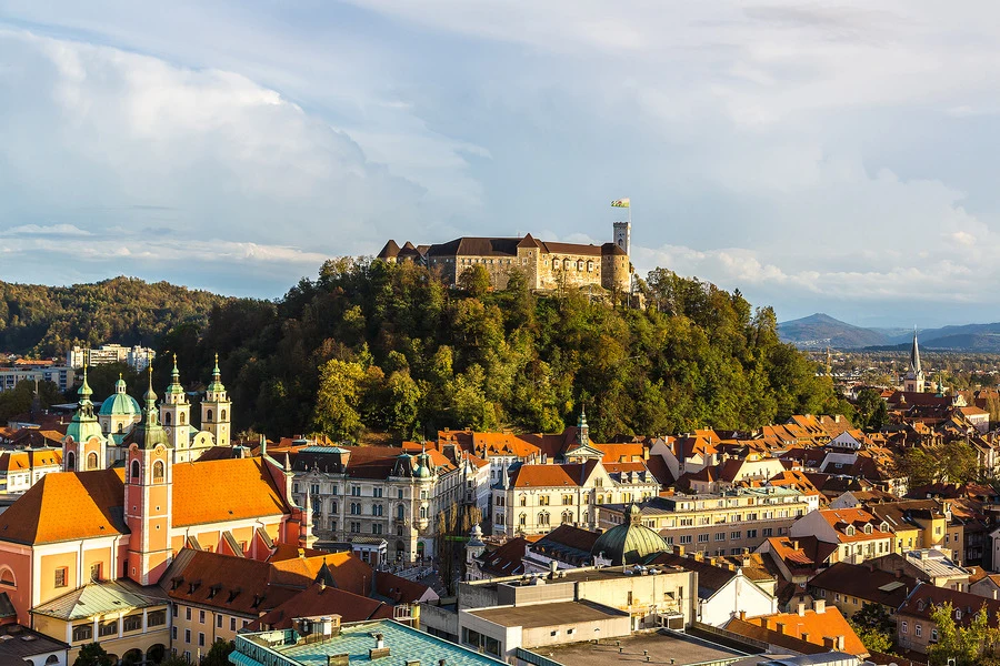 Aerial View of Ljubljana Castle in Slovenia