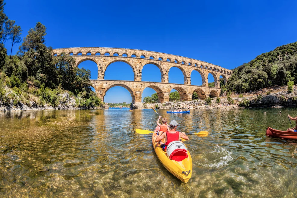 Rowing in Pont Du Gard Provence in France