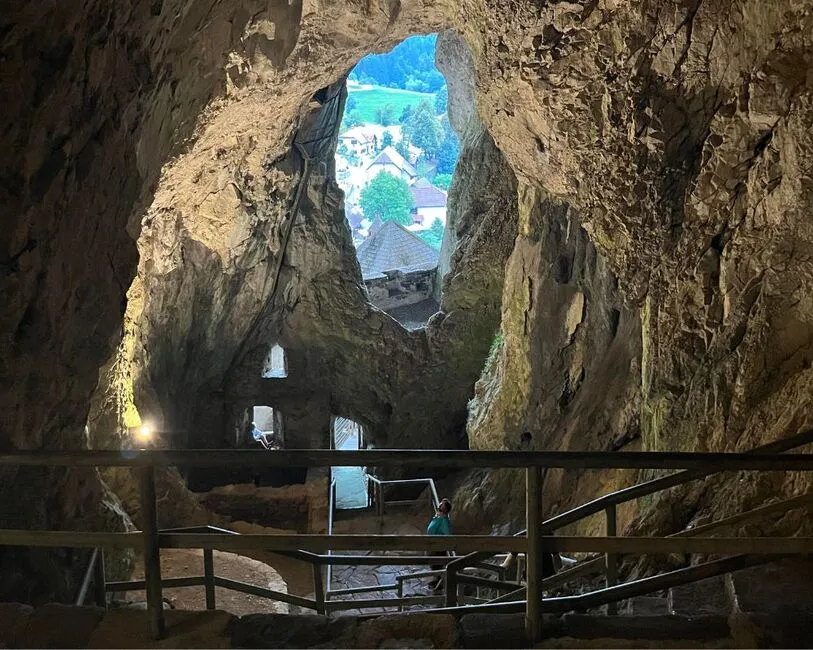 Inside the secret tunnel of Predjama Castle