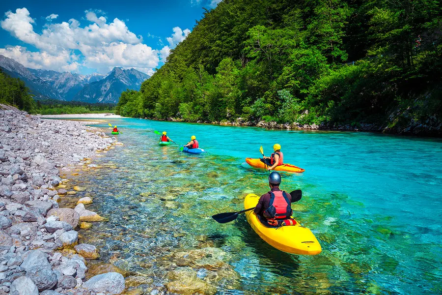 The beautiful waters of Soca River in National Park