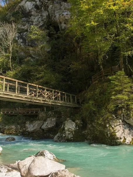 The devils bridge in Tolmin Gorge, Triglav National Park