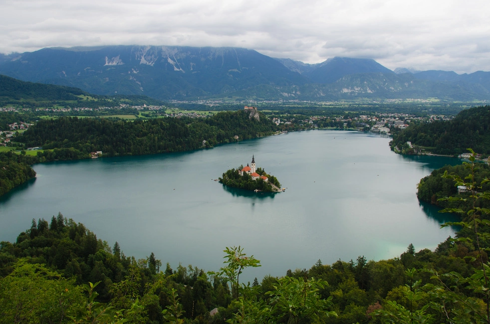 Velika Osojnica hiking viewpoint of Lake Bled in Slovenia