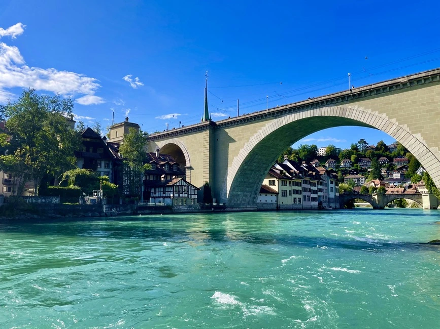 Aare River with a view of Nydeggbrücke Bridge 