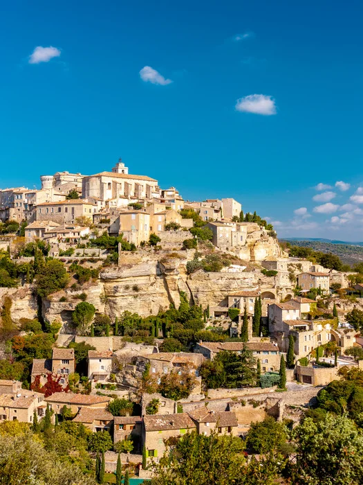 The stone houses of Gordes perched on top of a hill