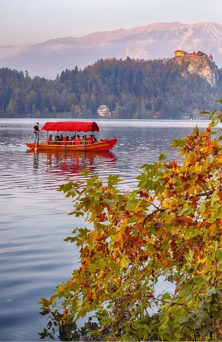 Tourists on a Pletna Boat on Lake Bled, Slovenia