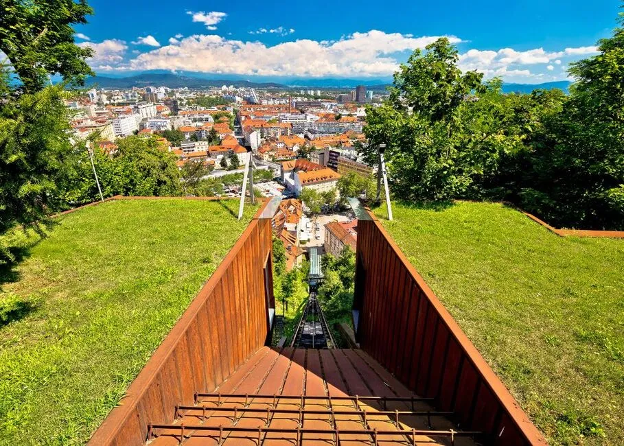 Panoramic View of Ljubljana from the Funicular by Ljubljana Castle