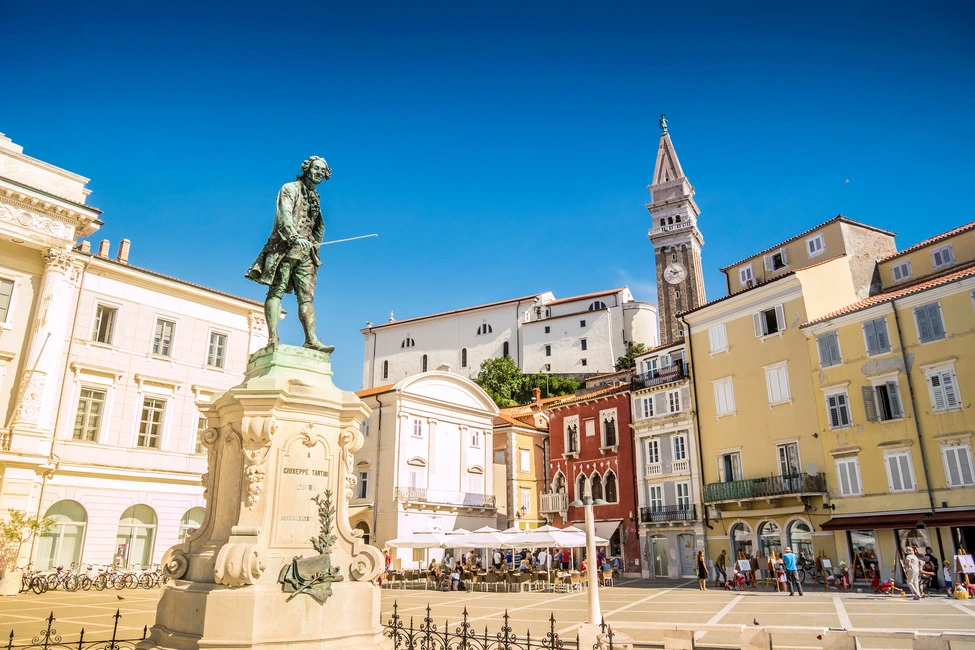 One of the main squares in Piran, Slovenia