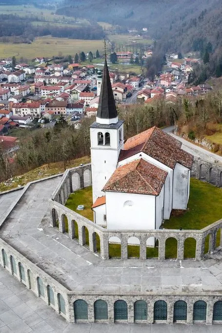 Panoramic view of The Italian Charnel House in Kobarid, Slovenia